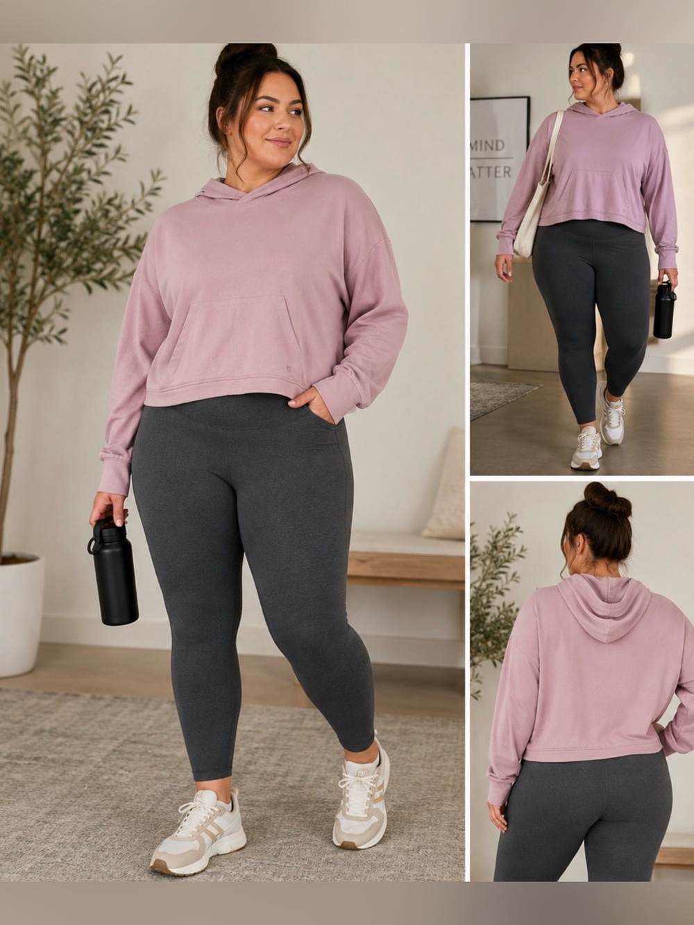 Sweaty Betty Dusty Pink Lightweight Hooded Pullover Cropped Hoodie Size XL